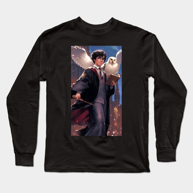 School Boy and his Owl Long Sleeve T-Shirt by EvoComicsInc